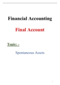 Financial Accounting Notes on Final Account ( Spontaneous Assets ) for B.com / BBA / BS / ADP Chapter 010