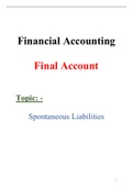 Financial Accounting Notes on Final Account ( Spontaneous Liabilities ) for B.com / BBA / BS / ADP Chapter 011