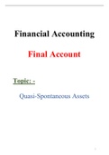 Financial Accounting Notes on Final Account ( Quasi-Spontaneous Assets ) for B.com / BBA / BS / ADP Chapter 012