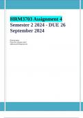 HRM3703 Assignment 4 (COMPLETE ANSWERS) Semester 2 2024 - DUE 26 September 2024 ; 100% TRUSTED Complete, trusted solutions and explanations. Ensure your success with us..  