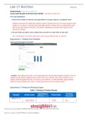 BIOL 202L Lab 17 Worksheet- Nutrition Latest 2022