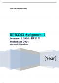 DPR3703 Assignment 2 (COMPLETE ANSWERS) Semester 2 2024 - DUE 30 September 2024 ; 100% TRUSTED Complete, trusted solutions and explanations. Ensure your success with us.. 