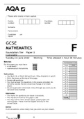 AQA GCSE MATHEMATICS Foundation Tier	Paper 3 Calculator