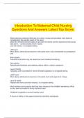 Introduction To Maternal Child Nursing Questions And Answers Latest Top Score.