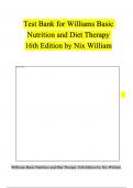 Test Bank for Williams Basic Nutrition and Diet Therapy 16th Edition by Nix William Chapter 1-23 | 100 % Verified