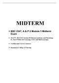 BSC 2347 A & P 2, Module 05 Midterm Exam,(Latest 5 Versions), BSC 2347 AP 2 (Latest) Human Anatomy and Physiology II, Secure HIGHSCORE, Rasmussen College