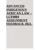 ADVANCED INDIGENOUS AFRICAN LAW – LCP4804 ASSIGNMENT FEEDBACK 2022.