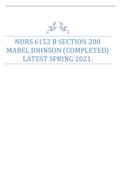 NURS 6152 B Section 200 Mabel Johnson (completed) latest spring 2021