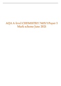 AQA A-level CHEMISTRY Paper 3 QP 2021 & AQA A-level CHEMISTRY 7405/3 Paper 3 Mark scheme June 2021