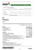 AQA AS PHYSICS Paper 1 QP 2021 & AQA AS PHYSICS 7407/1 Paper 1 Mark scheme June 2021 Version: 1.0 Final