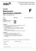 AQA GCSE Mathematics Specification (8300/2F) Paper 2 Foundation tier