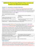 NURS 251 Pharmacology Module 9 Key concept and Problem set (Questions &Answers).