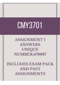 Summary CMY3701 Assignment 1 Answers/ Semester 1 for (2022) / Code :678887 includes EXAM PACK