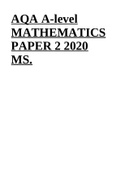 AQA A-level MATHEMATICS PAPER 2 2020 .