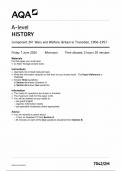 AQA A-LEVEL HISTORY QUESTION PAPER 2024 (Component 2M;Wars and Welfare, Britain in Transition 1906-1967) 7042/2L