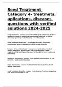 Seed Treatment Category 4- treatmets, aplications, diseases questions with verified solutions 2024-