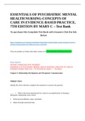 ESSENTIALS OF PSYCHIATRIC MENTAL HEALTH NURSING-CONCEPTS OF CARE IN EVIDENCE-BASED PRACTICE, 7TH EDITION BY MARY C – Test Bank