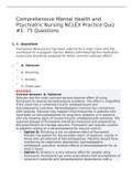 Comprehensive Mental Health and Psychiatric Nursing NCLEX Practice Quiz #1: 75 Questions |2022 latest update