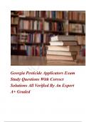 Georgia Pesticide Applicators Exam Study Questions With Correct Solutions All Verified By An Expert A+ Graded