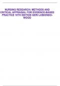 NURSING RESEARCH: METHODS AND CRITICAL APPRAISAL FOR EVIDENCE-BASED PRACTICE 10TH EDITION GERI LOBIONDO-WOOD