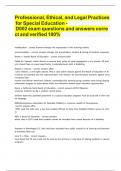 Professional, Ethical, and Legal Practices for Special Education - D002 exam questions and answers correct and verified 100%