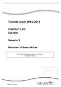 COMPANY LAW LML4806 Semester 2 Department of Mercantile Law