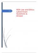 RDA Law and Ethics Latest Exam Questions & Answer