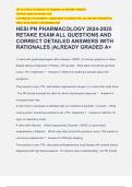 HESI PN PHARMACOLOGY 2024-2025 RETAKE EXAM ALL QUESTIONS AND CORRECT DETAILED ANSWERS WITH RATIONALES |ALREADY GRADED A+