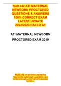 NUR 242 ATI MATERNAL NEWBORN PROCTORED QUESTIONS & ANSWERS 100% CORRECT EXAM LATEST UPDATE 2022/2023 RATED A+