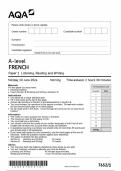 AQA A-level FRENCH Paper 1 Listening, Reading and Writing 7652/1-QP-French-A-10Jun24