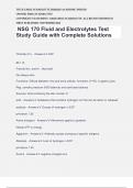 NSG 170 Fluid and Electrolytes Test Study Guide with Complete Solutions