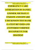 Test Bank for Emergency Care 14th Edition by Daniel Limmer, Michael F. O'Keefe and Edward T. Dickinson, A+ guide | All Chapters Covered