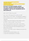 NC BLET ETHICS EXAM LATEST ACTUAL EXAM 50 QUESTIONS AND CORRECT DETAILED ANSWERS WITH RATIONALES