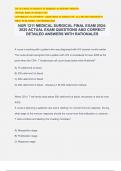 NUR 1211 MEDICAL SURGICAL FINAL EXAM 2024- 2025 ACTUAL EXAM QUESTIONS AND CORRECT DETAILED ANSWERS WITH RATIONALES