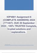 IOP4861 Assignment 6 (COMPLETE ANSWERS) 2024 (771407)- DUE 20 September 2024 ; 100% TRUSTED Complete, trusted solutions and explanations. 