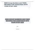 BMW Group Numbers and THEIR MEANING FOR ASSISTANCE WITH YOUR STUDY 2024