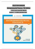 SOLUTION MANUAL - Leach/Melicher, Entrepreneurial Finance 7th Edition, All Chapters 1 - 16, Complete Latest Version With CAPSTONE CASES