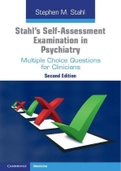 S TA H L’ S S E L F - A S S E S S M E N T E X A M I N AT I O N I N P S Y C H I AT R Y Multiple Choice Questions for Clinicians Second Edition