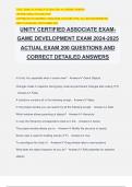 UNITY CERTIFIED ASSOCIATE EXAM- GAME DEVELOPMENT EXAM 2024-2025 ACTUAL EXAM 200 QUESTIONS AND CORRECT DETAILED ANSWERS