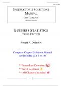 Solutions for Business Statistics 3rd Edition Donnelly (All Chapters included)