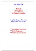 Test Bank For Biology, 6th Edition Brooker (All Chapters included)