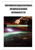 TEST BANK For Inquiry into Physics 8th Edition by Ostdiek, Verified Chapters 1 - 12, Complete Newest Version