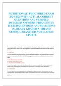 NUTRITION ATI PROCTORED EXAM  2024-2025 WITH ACTUAL CORRECT  QUESTIONS AND VERIFIED  DETAILED ANSWERS |FREQUENTLY  TESTED QUESTIONS AND SOLUTIONS  |ALREADY GRADED A+|BRAND  NEW!!|GUARANTEED PASS |LATEST  UPDATE