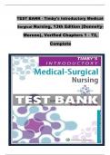 TEST BANK For Timby's Introductory Medical-Surgical Nursing, 13th Edition by Donnelly-Moreno, Verified Chapters 1 - 72, Complete Newest Version