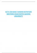 HLTH 230 BASIC HUMAN NUTRITION  MIDTERM EXAM NOTES QUEENS  UNIVERSITY