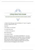 CPHQ PRACTICE EXAM WITH GUARANTEED ACCURATE ANSWERS |VERIFIED