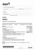 AQA GCSE DANCE COMPONENT 2 QUESTION PAPER 2024 (8326/W : Dance Appreciation)