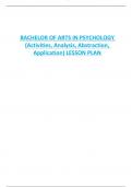 BACHELOR OF ARTS IN PSYCHOLOGY  (Activities, Analysis, Abstraction,  Application) LESSON PLAN  