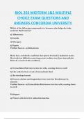 BIOL 203 MIDTERM 1&2 MULTIPLE  CHOICE EXAM QUESTIONS AND  ANSWERS CONCORDIA UNIVERSITY.