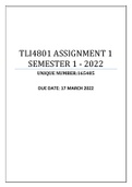 TLI4801 ASSIGNMENT 1 SEMESTER 1 - 2022 (165485)